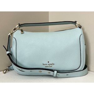 New Kate Spade Smoosh Satchel Crossbody Leather Blue Glow